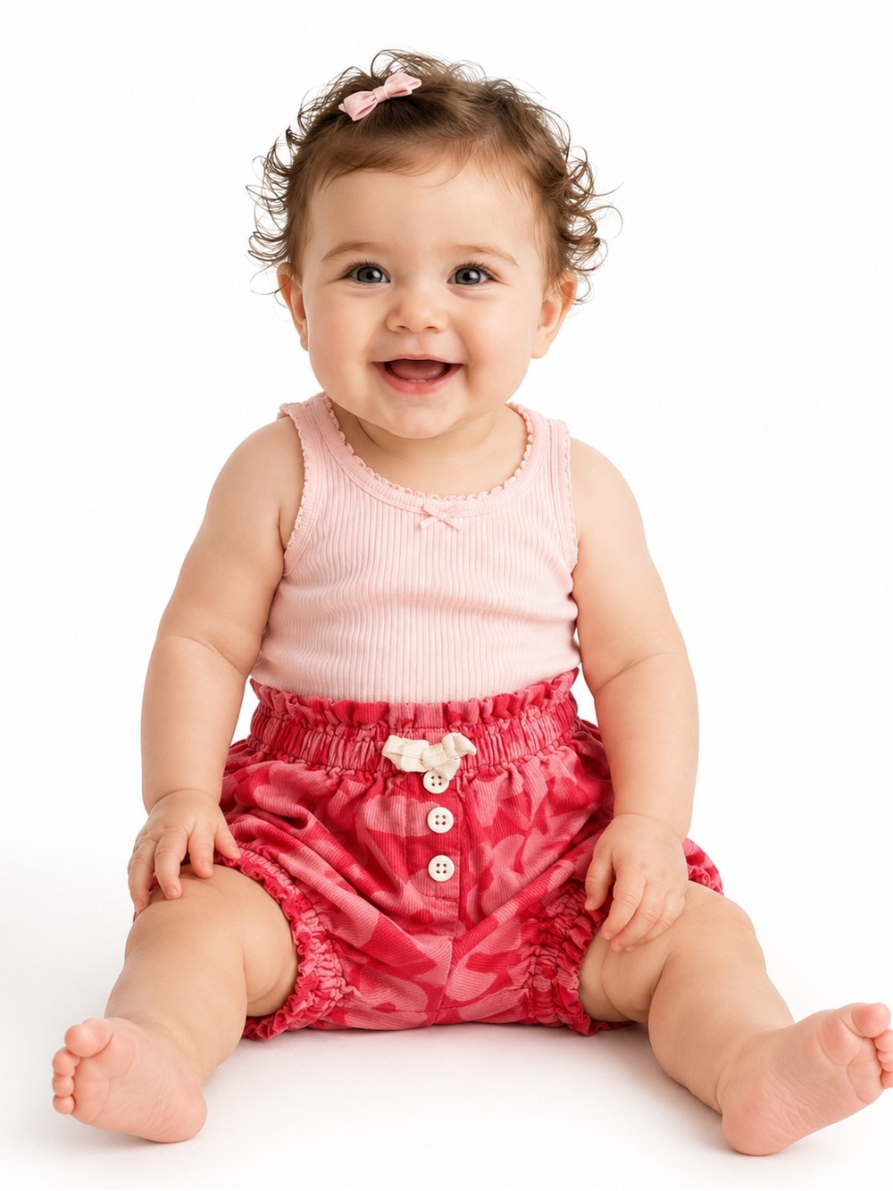 Hanna Andersson Baby Floral Bubble Bloomers Size 60 3-6M Pink Ruffle Shorts